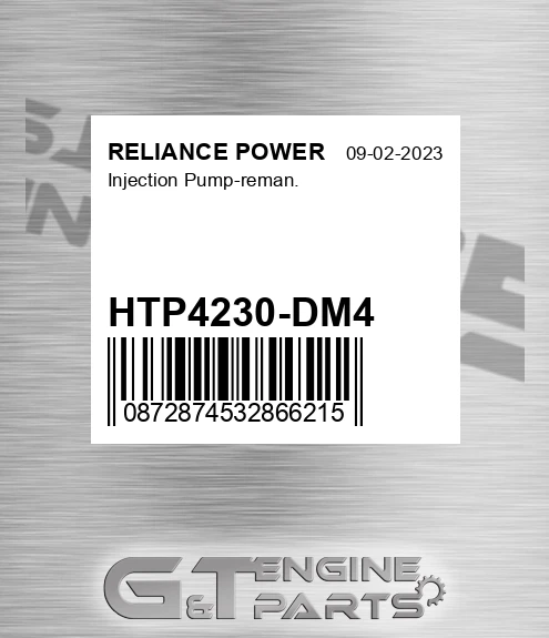 HTP4230-DM4 Injection Pump-reman. for RELIANCE POWER