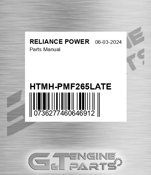 HTMH-PMF265LATE Parts Manual for RELIANCE POWER