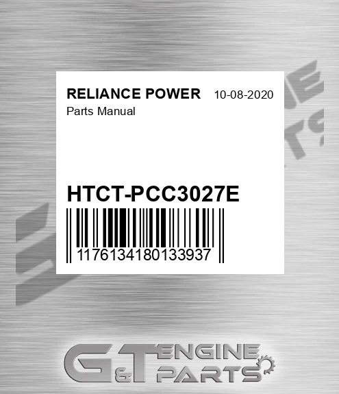 HTCT-PCC3027E Parts Manual for RELIANCE POWER