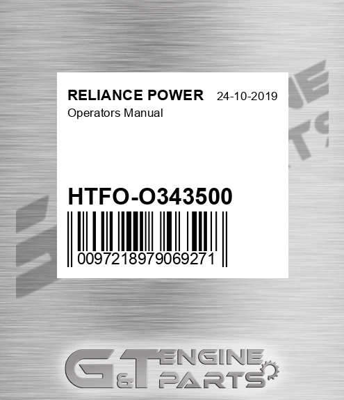 HTFO-O343500 Operators Manual for RELIANCE POWER