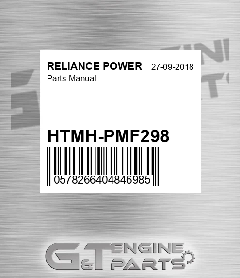 HTMH-PMF298 Parts Manual for RELIANCE POWER