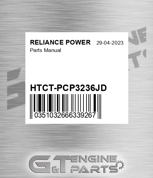 HTCT-PCP3236JD Parts Manual for RELIANCE POWER