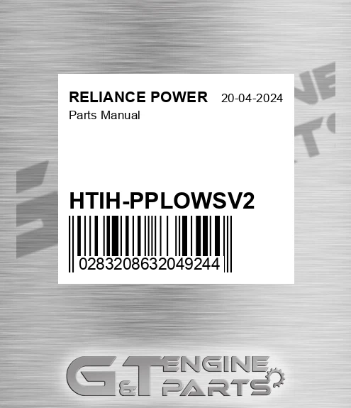 HTIH-PPLOWSV2 Parts Manual for RELIANCE POWER