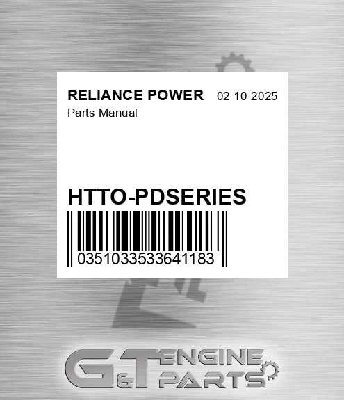 HTTO-PDSERIES Parts Manual for RELIANCE POWER