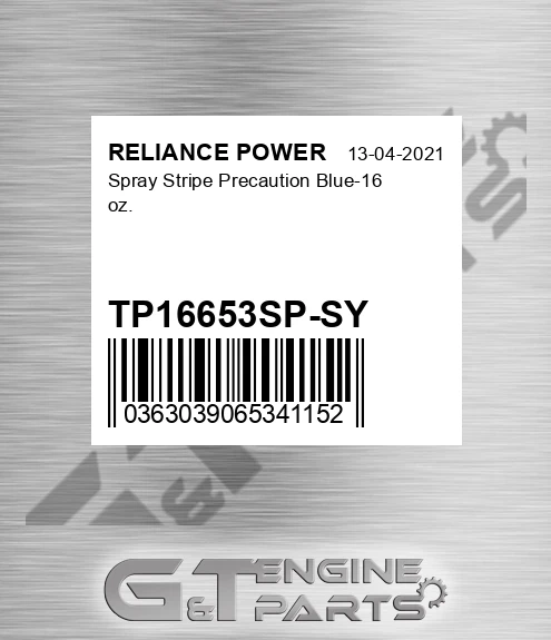 TP16653SP-SY Spray Stripe Precaution Blue-16 Oz. for RELIANCE POWER