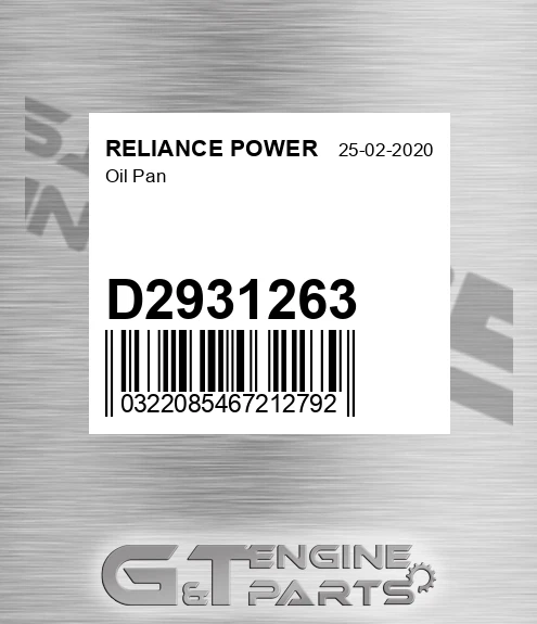 D2931263 Oil Pan