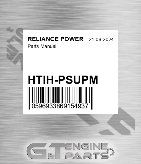 HTIH-PSUPM Parts Manual for RELIANCE POWER