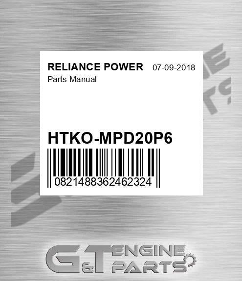 HTKO-MPD20P6 Parts Manual for RELIANCE POWER
