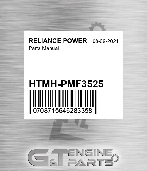 HTMH-PMF3525 Parts Manual for RELIANCE POWER