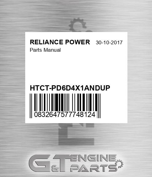 HTCT-PD6D4X1ANDUP Parts Manual for RELIANCE POWER