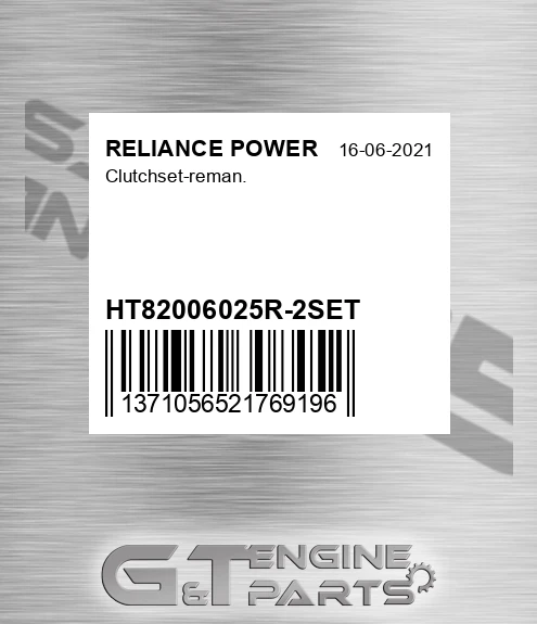 HT82006025R-2SET Clutchset-reman. for RELIANCE POWER
