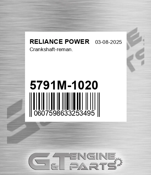 5791M-1020 Crankshaft-reman.