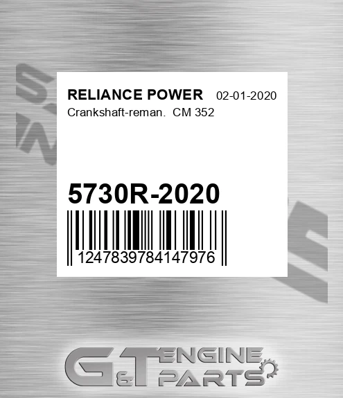 5730R-2020 Crankshaft-reman. Cm 352