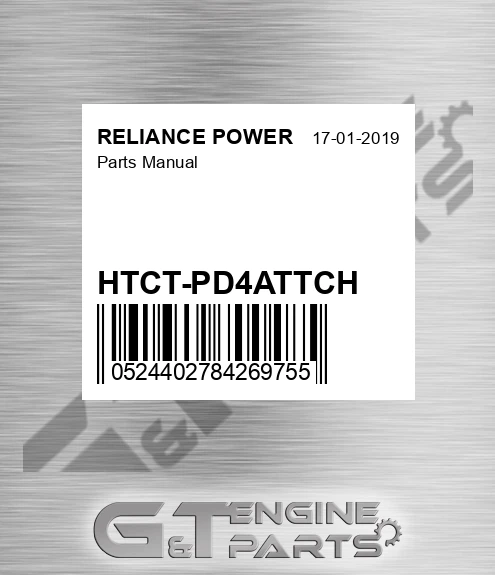 HTCT-PD4ATTCH Parts Manual for RELIANCE POWER