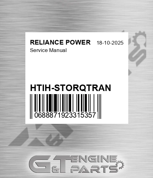 HTIH-STORQTRAN Service Manual for RELIANCE POWER