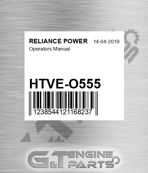 HTVE-O555 Operators Manual for RELIANCE POWER