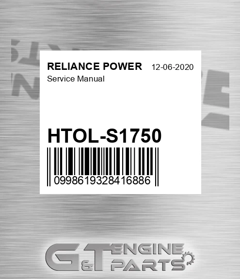 HTOL-S1750 Service Manual for RELIANCE POWER