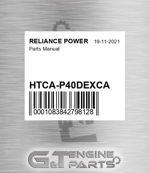 HTCA-P40DEXCA Parts Manual for RELIANCE POWER