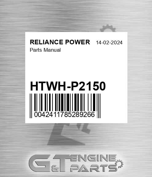 HTWH-P2150 Parts Manual for RELIANCE POWER