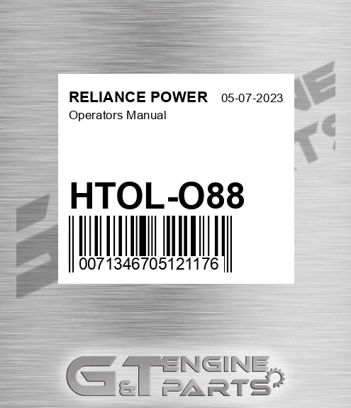 HTOL-O88 Operators Manual for RELIANCE POWER