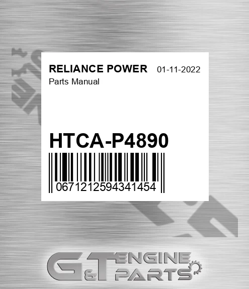 HTCA-P4890 Parts Manual for RELIANCE POWER