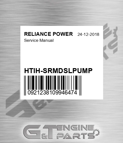 HTIH-SRMDSLPUMP Service Manual for RELIANCE POWER