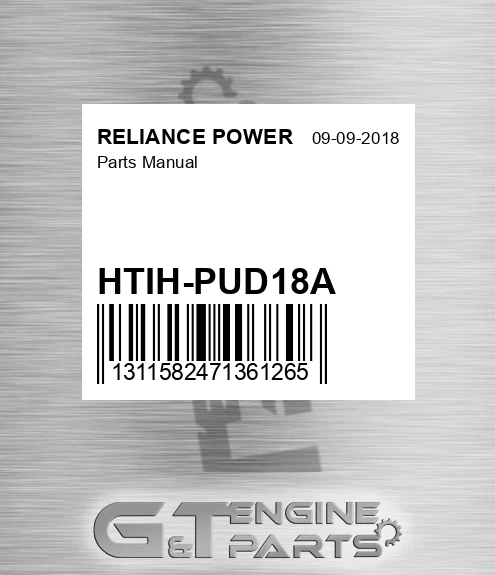 HTIH-PUD18A Parts Manual for RELIANCE POWER