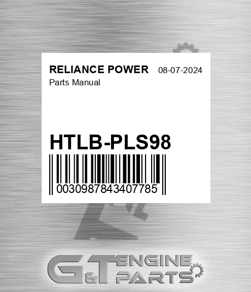 HTLB-PLS98 Parts Manual for RELIANCE POWER