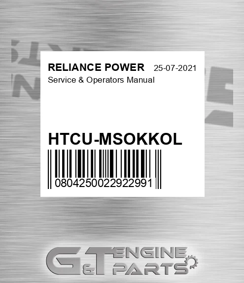 HTCU-MSOKKOL Service & Operators Manual for RELIANCE POWER