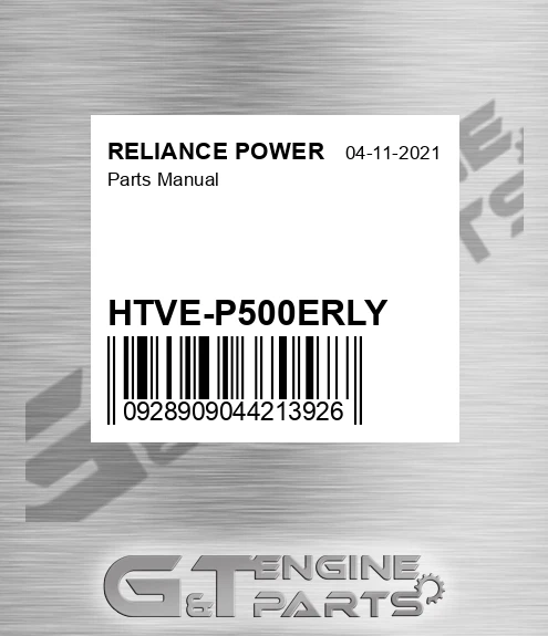 HTVE-P500ERLY Parts Manual for RELIANCE POWER