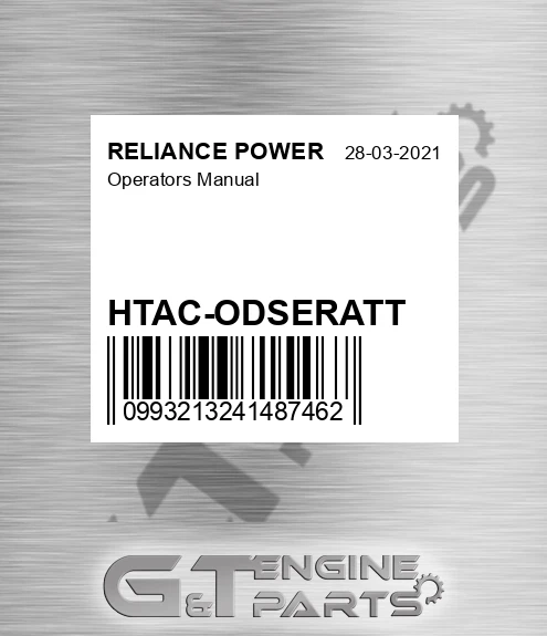 HTAC-ODSERATT Operators Manual for RELIANCE POWER