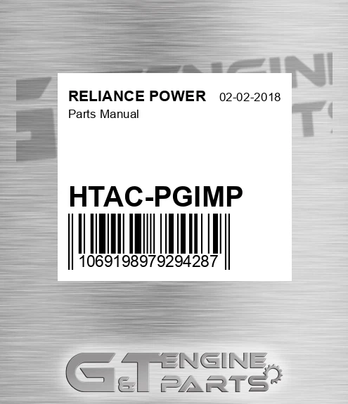 HTAC-PGIMP Parts Manual for RELIANCE POWER