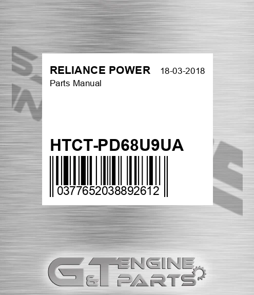HTCT-PD68U9UA Parts Manual for RELIANCE POWER