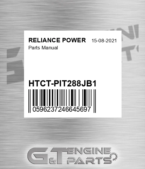 HTCT-PIT288JB1 Parts Manual for RELIANCE POWER