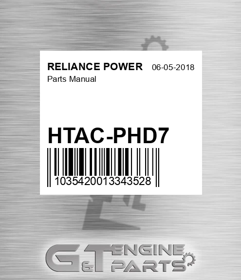 HTAC-PHD7 Parts Manual for RELIANCE POWER
