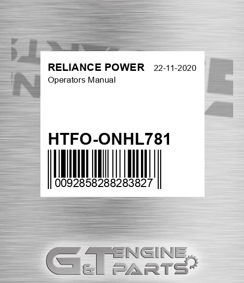 HTFO-ONHL781 Operators Manual for RELIANCE POWER