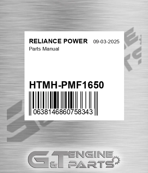 HTMH-PMF1650 Parts Manual for RELIANCE POWER