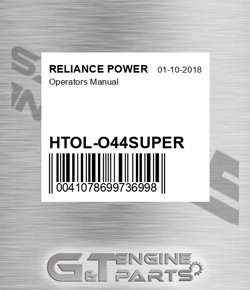 HTOL-O44SUPER Operators Manual for RELIANCE POWER