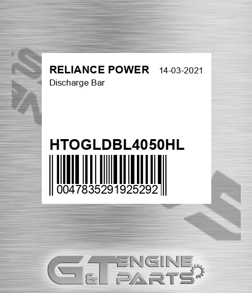 HTOGLDBL4050HL Discharge Bar for RELIANCE POWER