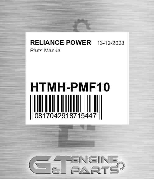 HTMH-PMF10 Parts Manual for RELIANCE POWER