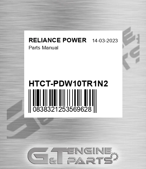HTCT-PDW10TR1N2 Parts Manual for RELIANCE POWER