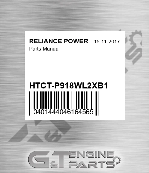 HTCT-P918WL2XB1 Parts Manual for RELIANCE POWER