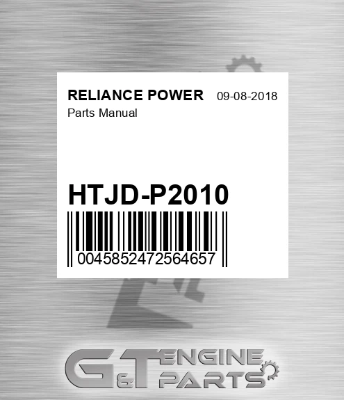 HTJD-P2010 Parts Manual for RELIANCE POWER