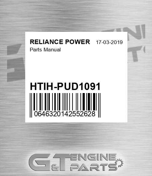 HTIH-PUD1091 Parts Manual for RELIANCE POWER