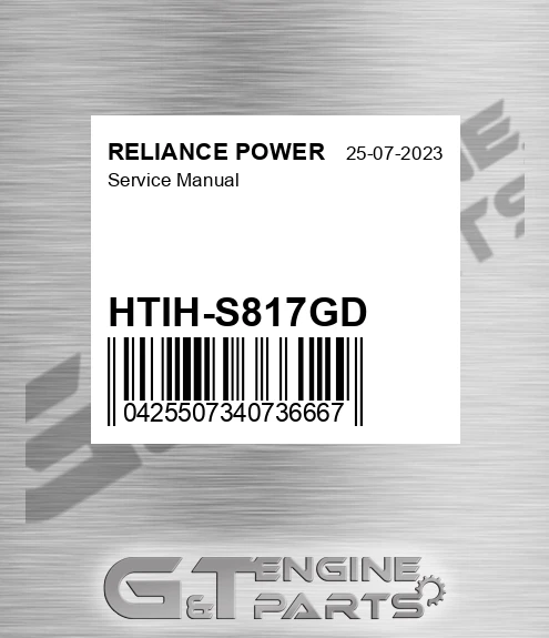 HTIH-S817GD Service Manual for RELIANCE POWER