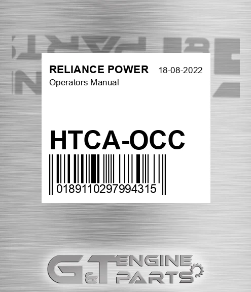 HTCA-OCC Operators Manual for RELIANCE POWER