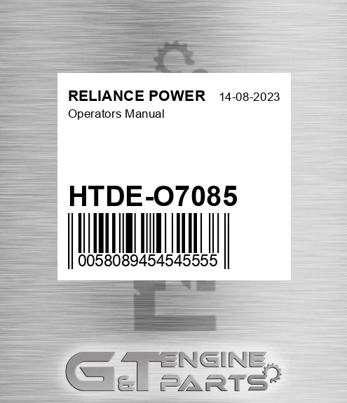 HTDE-O7085 Operators Manual for RELIANCE POWER