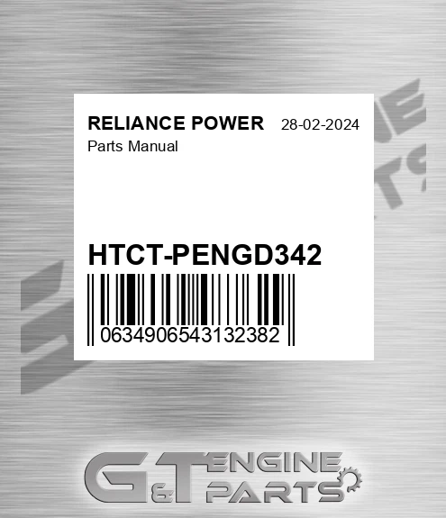 HTCT-PENGD342 Parts Manual for RELIANCE POWER