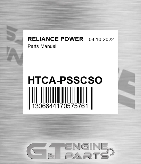 HTCA-PSSCSO Parts Manual for RELIANCE POWER