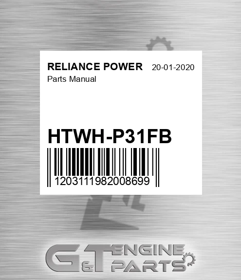 HTWH-P31FB Parts Manual for RELIANCE POWER